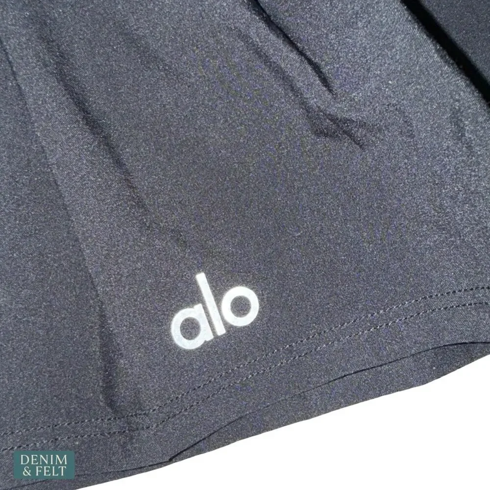Alo Yoga Varsity Tennis Skirt Small Black Pleated Athletic Preppy Sporty Active
